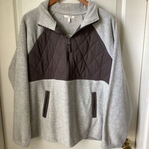 MAURICES: two tone gray fleece pullover 1X